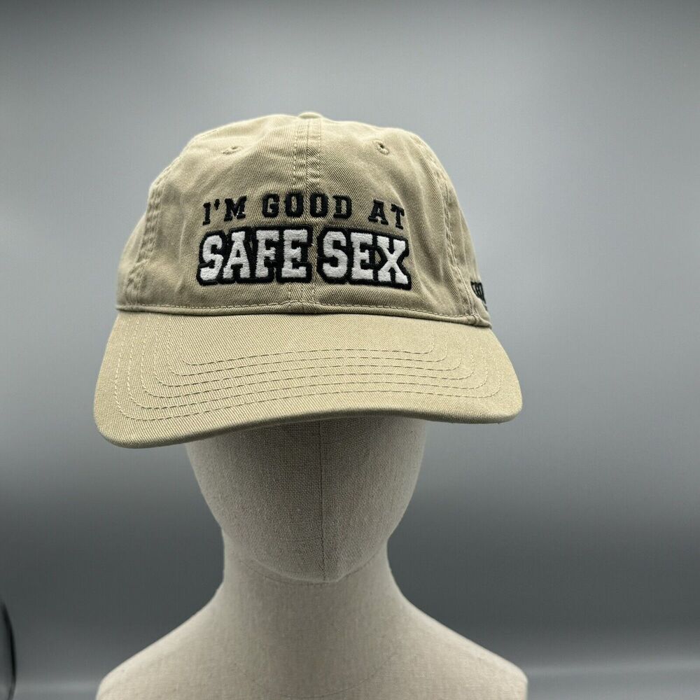 Trojan Condom Tan Baseball Hat Cap Adjustable Strap Back Embroidered Advertising